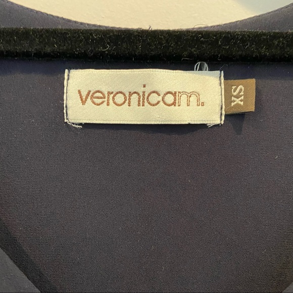 VERONICA M V-Neck Tank Blouse Hi-Low Chiffon Navy Blue XS - Picture 6 of 9